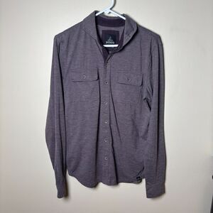 Prana Pacer Micro Stripe Button Down Long Sleeve Shirt Mens Size Small Purple